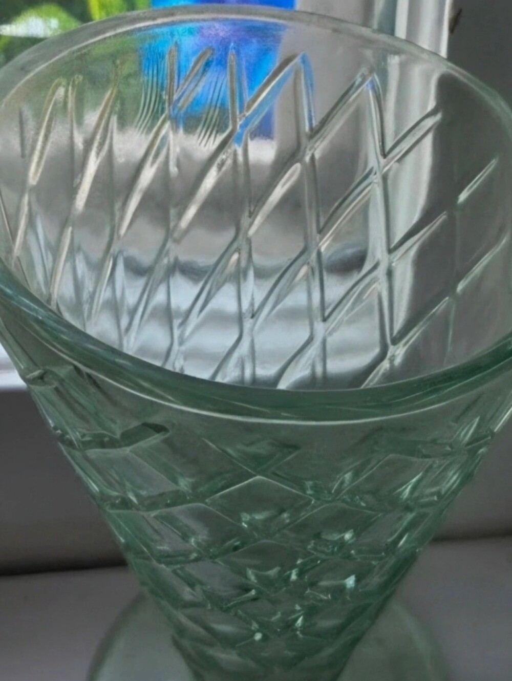 Vintage Green waffle cone dessert dish
